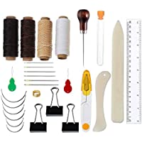 Encuadernación Herramientas Set Carpeta de Hueso Marcador Agujas de Ojo Grande Agujas de Coser Hilo Encerado Punzón de…